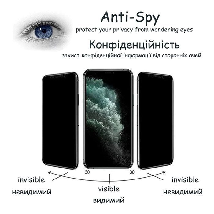 Стекло защитное Drobak Anty Spy Samsung Galaxy A14 (Black) (535339) изображение 6