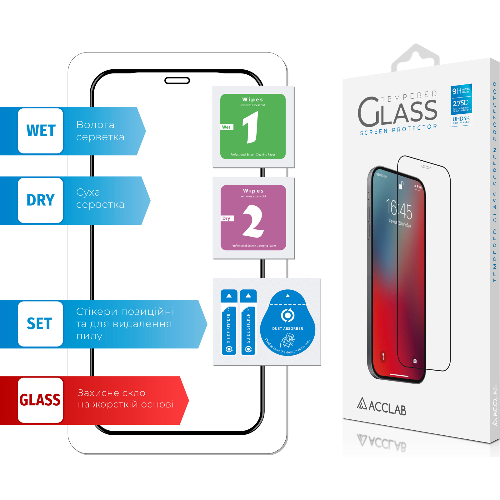 Стекло защитное ACCLAB Full Glue Apple iPhone 12 mini (1283126508226) изображение 6