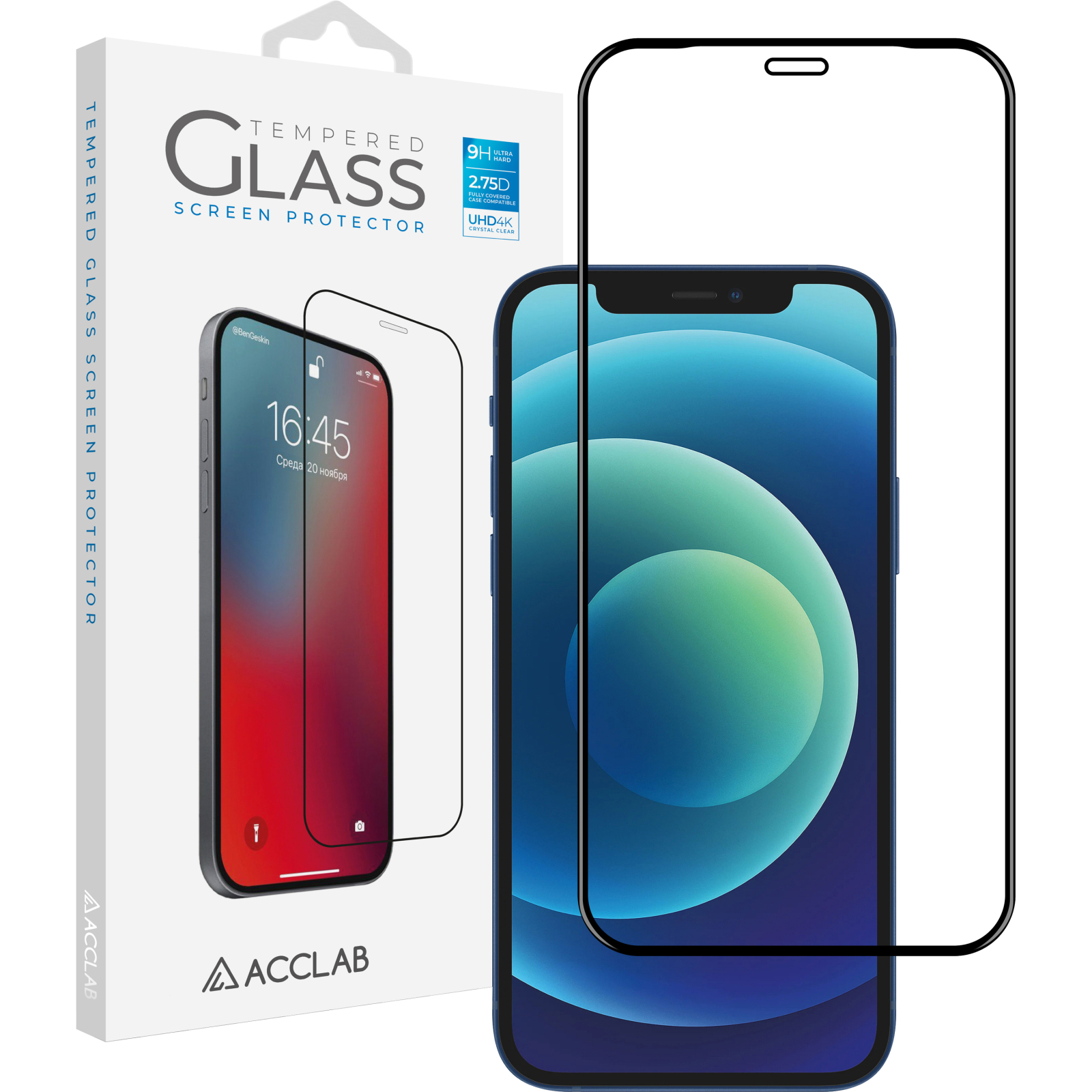 Стекло защитное ACCLAB Full Glue Apple iPhone 12 mini (1283126508226)