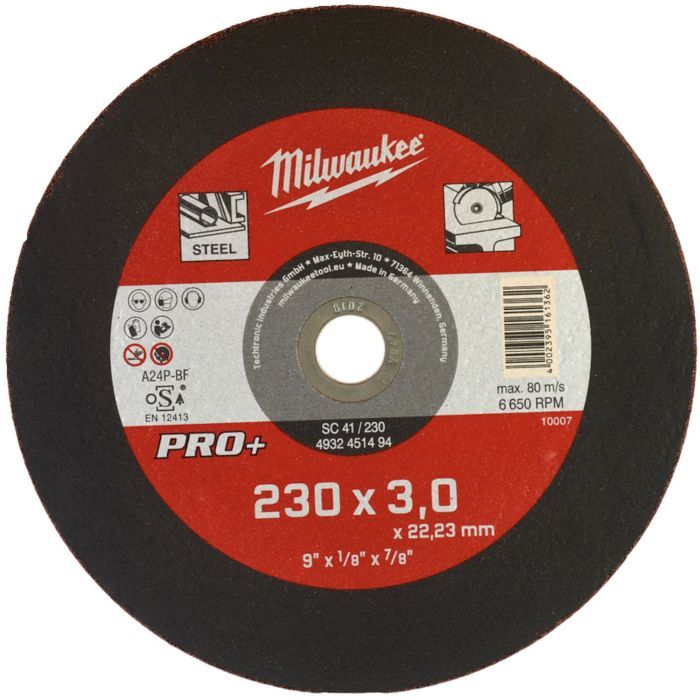 Круг отрезной Milwaukee по металлу SC 41/230х3мм PRO+, 230мм (4932451494)
