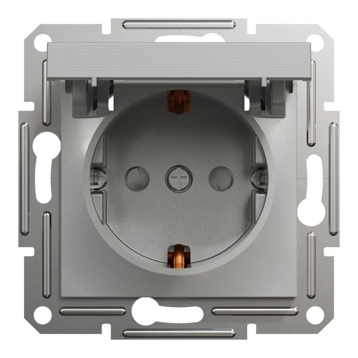 Розетка Schneider Electric ASFORA з кришкою, сталь (EPH3100162)