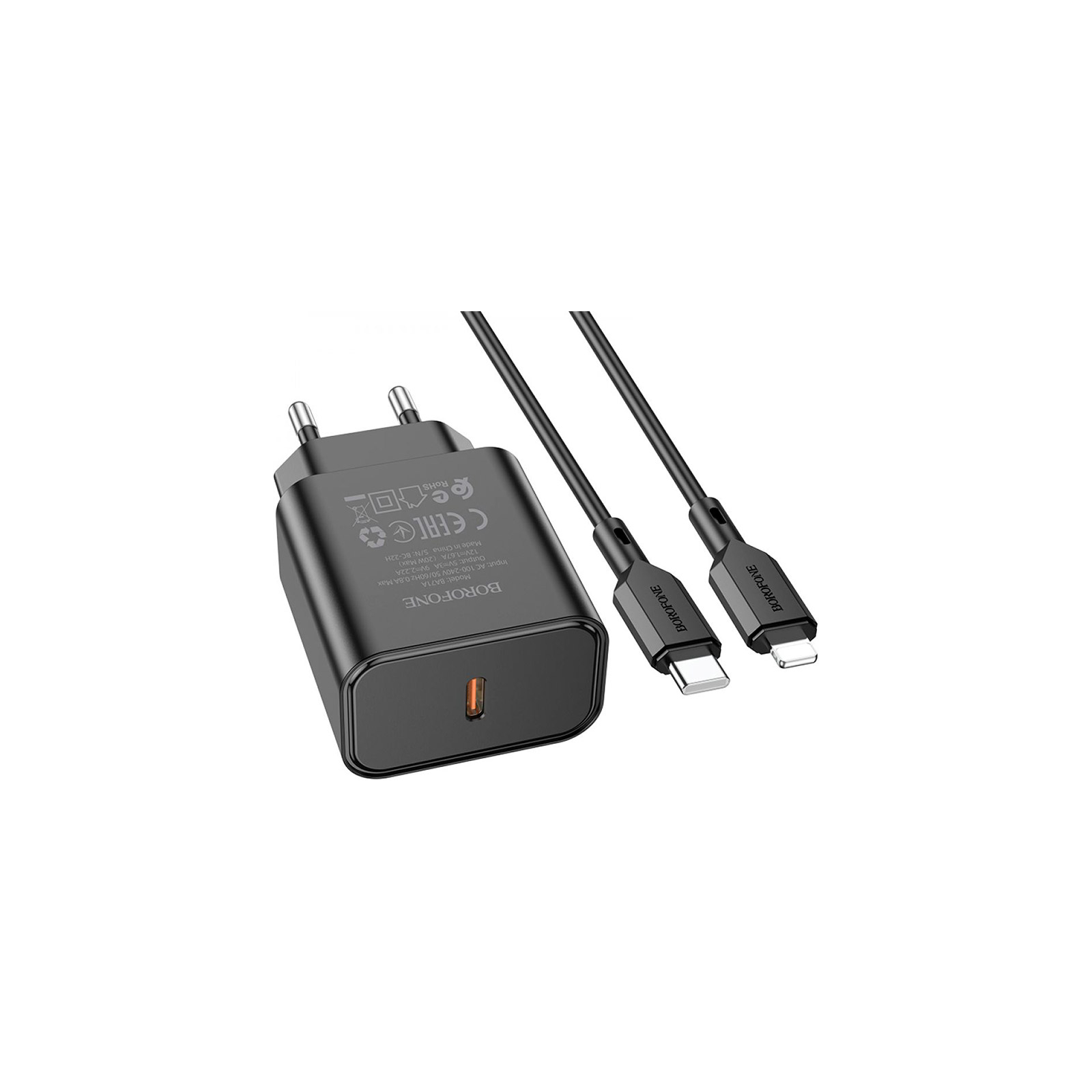 Зарядное устройство BOROFONE BA71A charger set (C to iP) Black (BA71ACLB) изображение 2