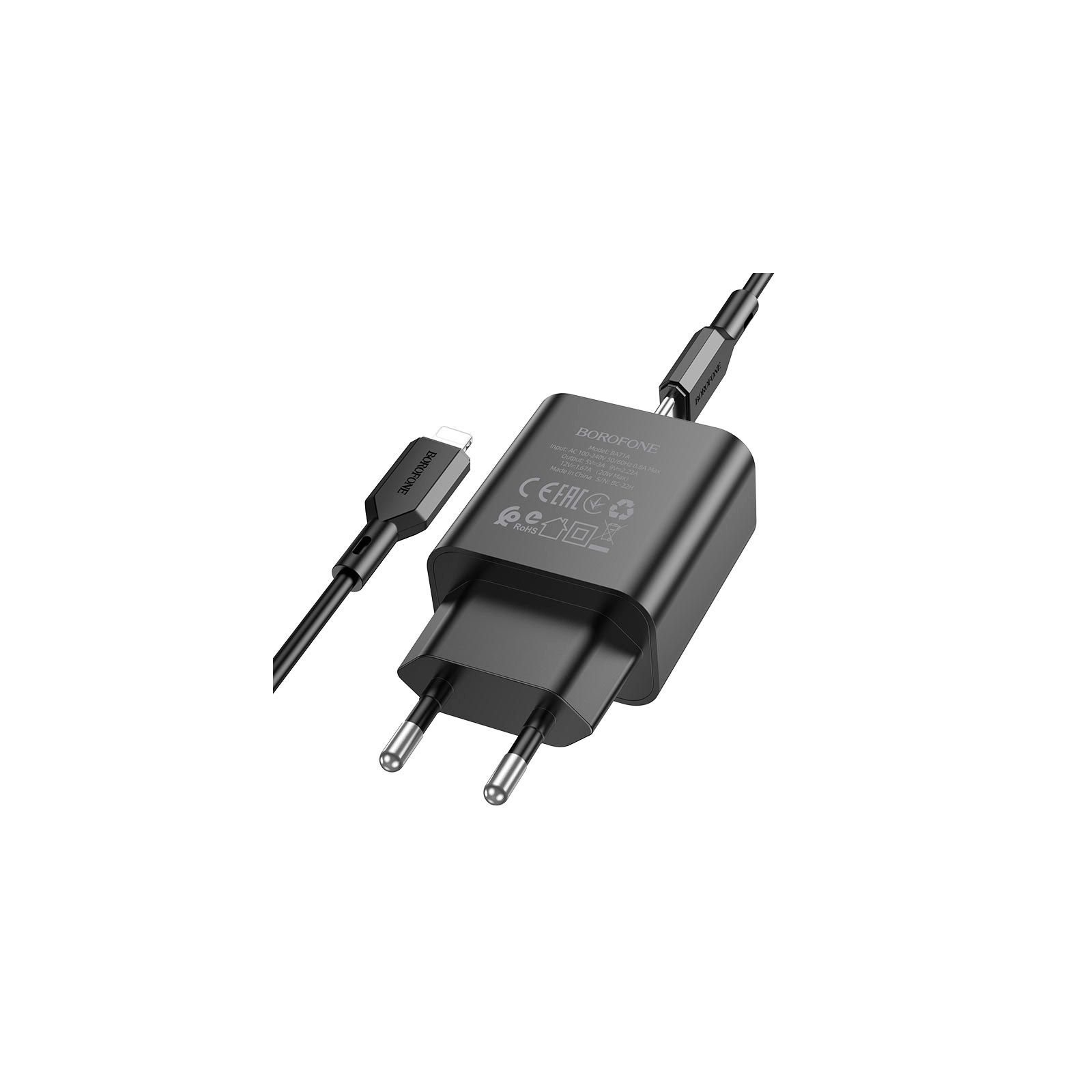 Зарядний пристрій BOROFONE BA71A charger set (C to iP) Black (BA71ACLB) зображення 3