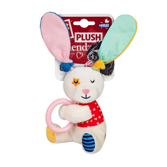 Игрушка для собак GiGwi Plush Зайка с кольцом и пищалкой 16 см (2257) изображение 2