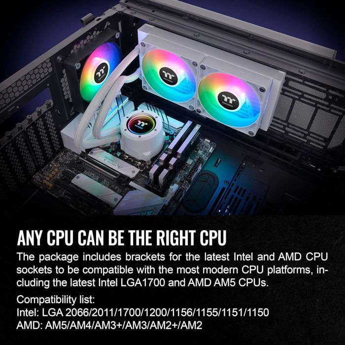 Система жидкостного охлаждения ThermalTake TH240 V2 ARGB Sync Snow Edition (CL-W364-PL12SW-A) изображение 12