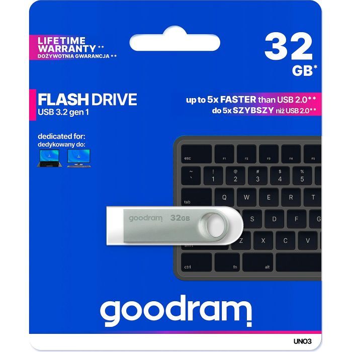 USB флеш накопитель Goodram 32GB UNO3 Steel USB 3.2 (UNO3-0320S0R11) изображение 4