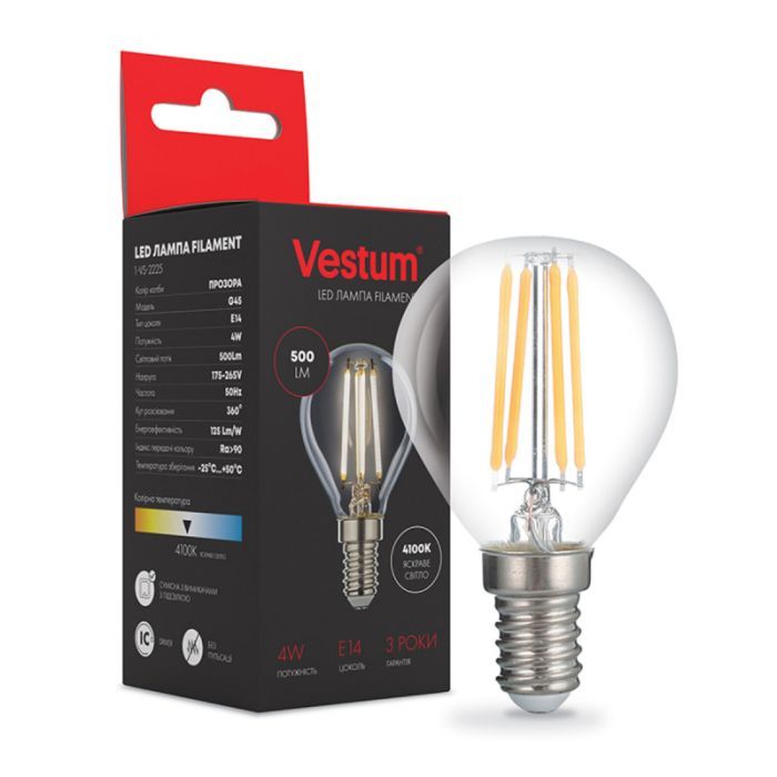 Лампочка Vestum G45 Е14 4Вт 220V 4100К (1-VS-2225)