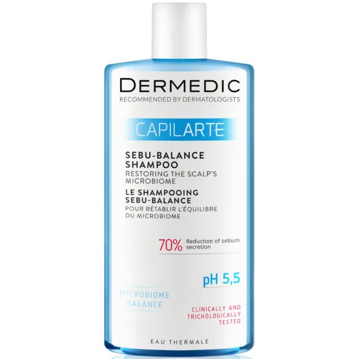 Шампунь Dermedic Capilarte Sebu-Balance Для жирных волос Восстановление микробиома кожи головы 300 мл (5901643176945)