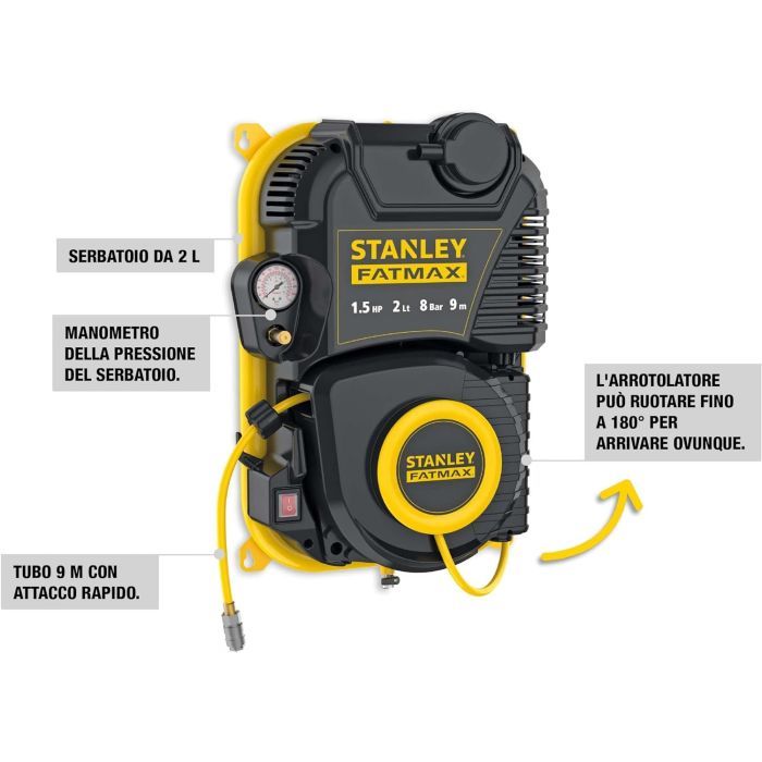 Компрессор Stanley настенний FATMAX FMXCMD152WE, 160 л/мин, 1.1 кВт (FMXCMD152WE) изображение 4