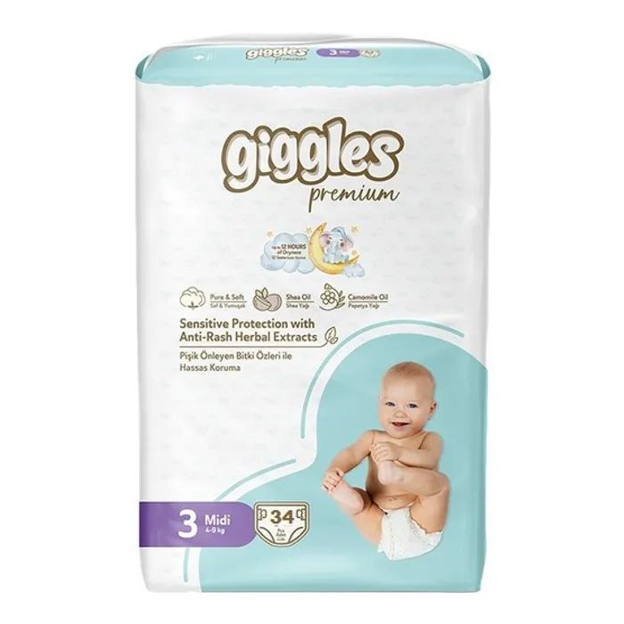 Подгузники Giggles Premium 3 Midi 4-9 кг 34 шт (8680131206896)
