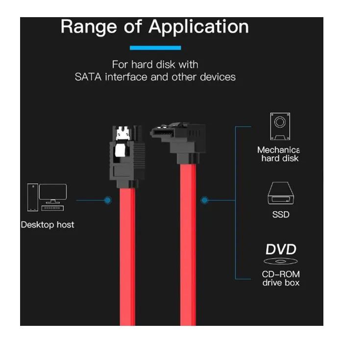Кабель для передачи данных SATA 3.0 7pin F/F 0.5m L Red Vention (KDDRD) изображение 3
