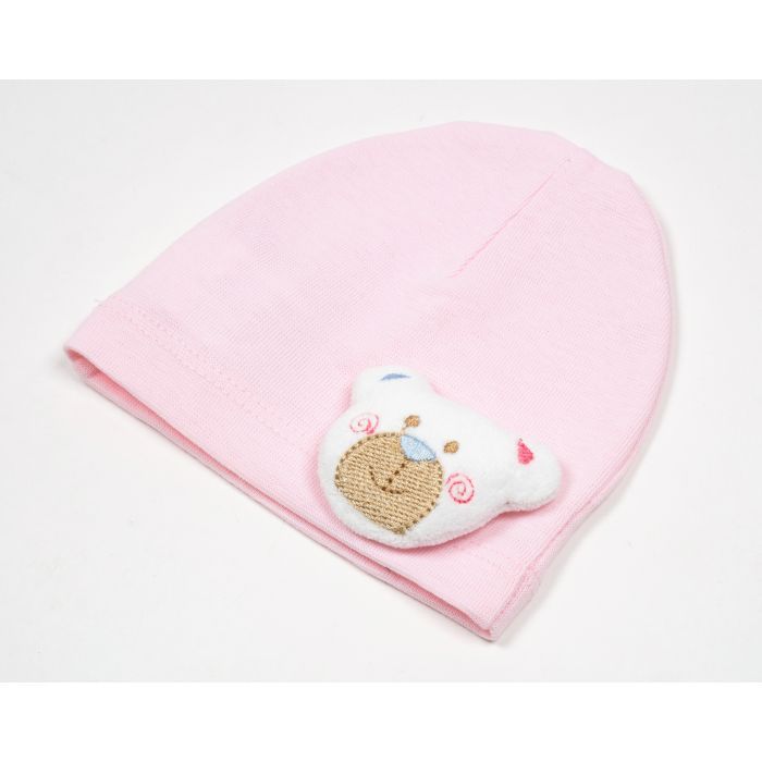 Шапка дитяча Bibaby з ведмедиком (57175-0-6G-pink) зображення 3
