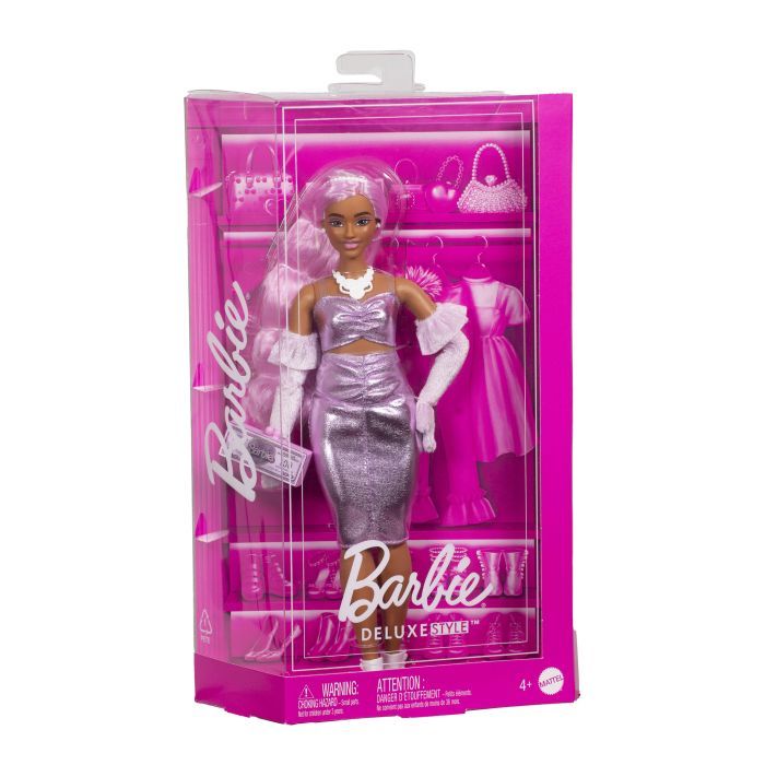 Кукла Barbie Deluxe style Barbiecore Модница в платье металлик (HYV25) изображение 4
