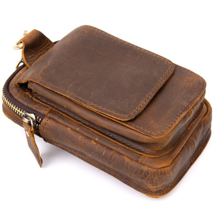 Сумка Vintage На пояс Коричневая (20419) изображение 5