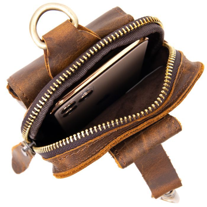 Сумка Vintage На пояс Коричневая (20419) изображение 6