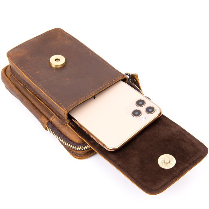 Сумка Vintage На пояс Коричневая (20419) изображение 7