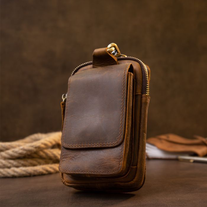 Сумка Vintage На пояс Коричневая (20419) изображение 8