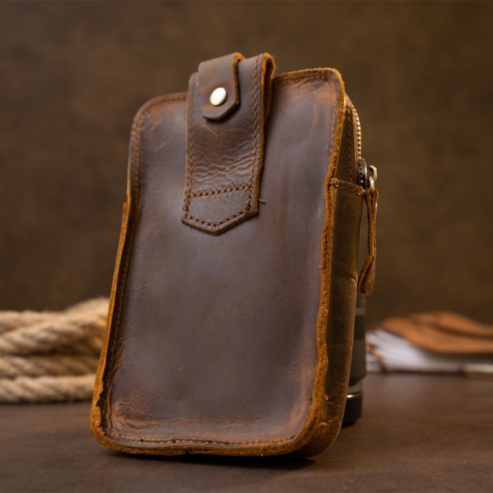 Сумка Vintage На пояс Коричневая (20419) изображение 9