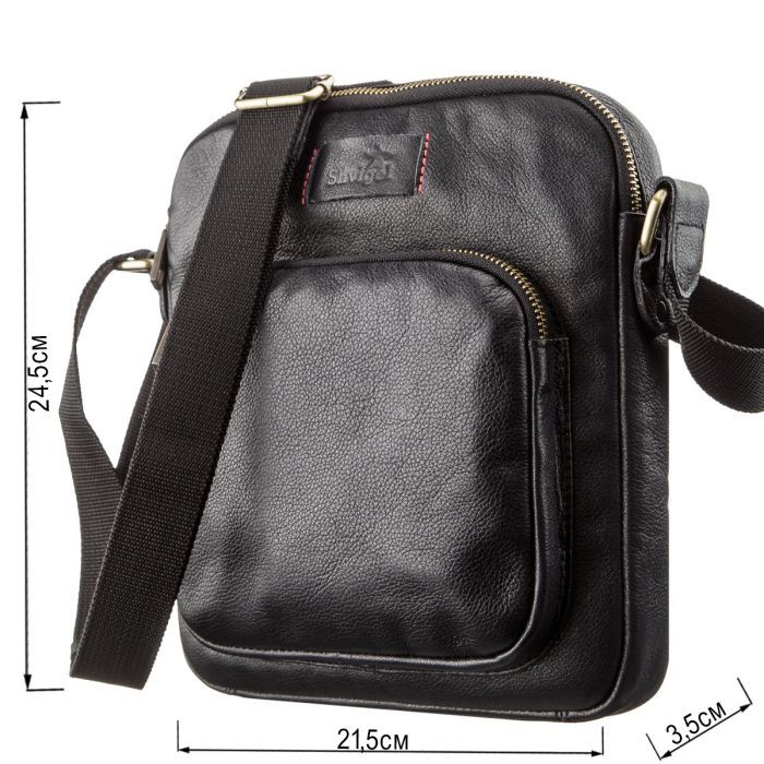 Сумка Shvigel Мужская кожаная Черная (19111) изображение 3