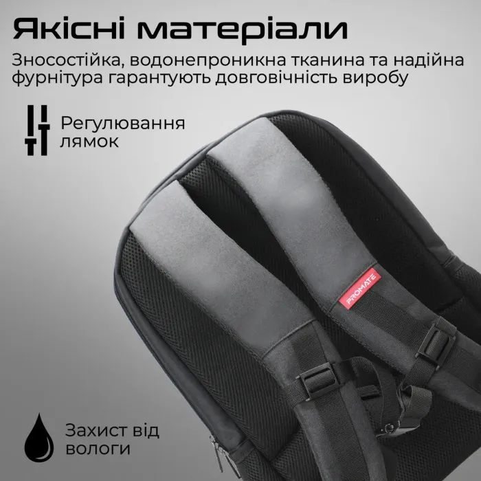 Рюкзак для ноутбука Promate 15.6" Satchel-BP Black (satchel-bp.black) изображение 6