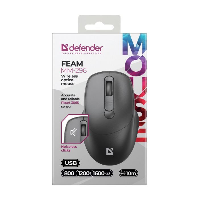 Мышка Defender Feam MM-296 Wireless Black (52296) изображение 3