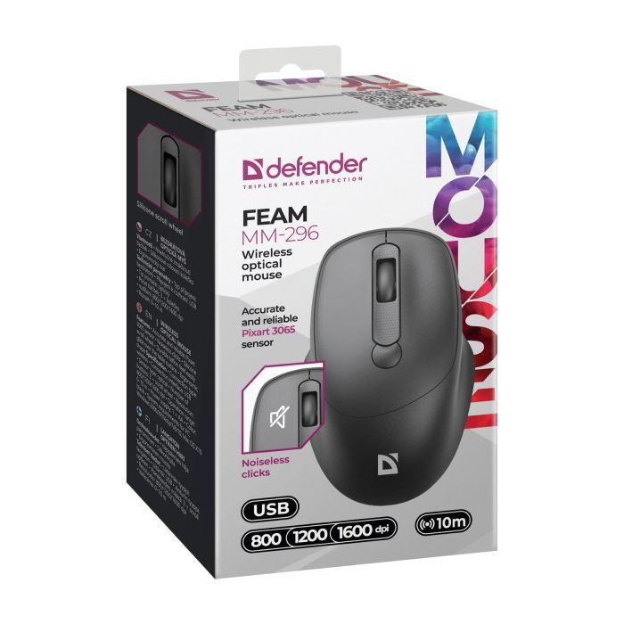 Мышка Defender Feam MM-296 Wireless Black (52296) изображение 4