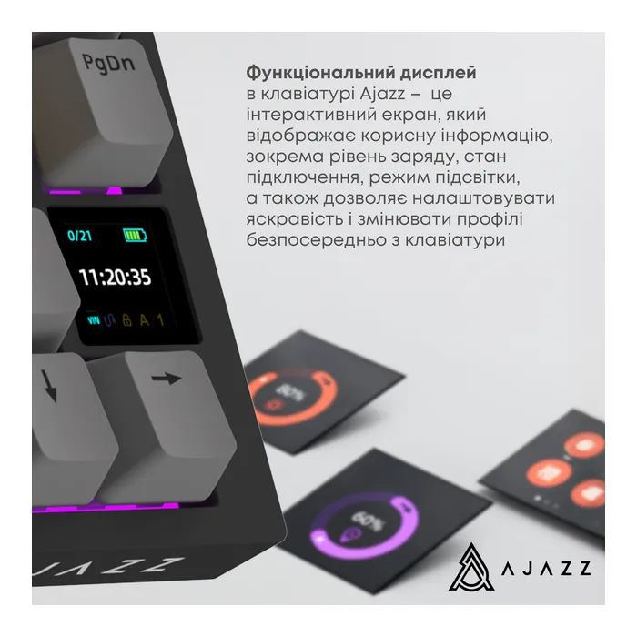 Клавиатура Ajazz AK820 Pro Gift Switch Purple RGB USB/Wireless/Bluetooth UA Purple (AK820PRO-G-PWB) изображение 9