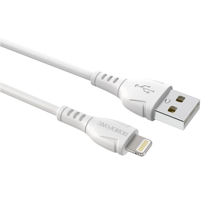 Дата кабель USB 2.0 AM to Lightning 1.0m 2.4A PVC BX51 white BOROFONE (6931474743909) изображение 3