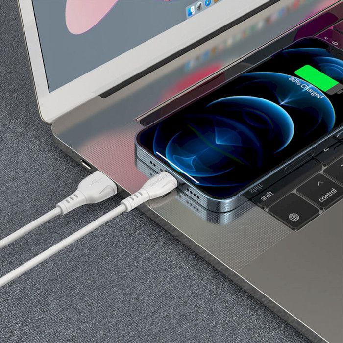 Дата кабель USB 2.0 AM to Lightning 1.0m 2.4A PVC BX51 white BOROFONE (6931474743909) изображение 5