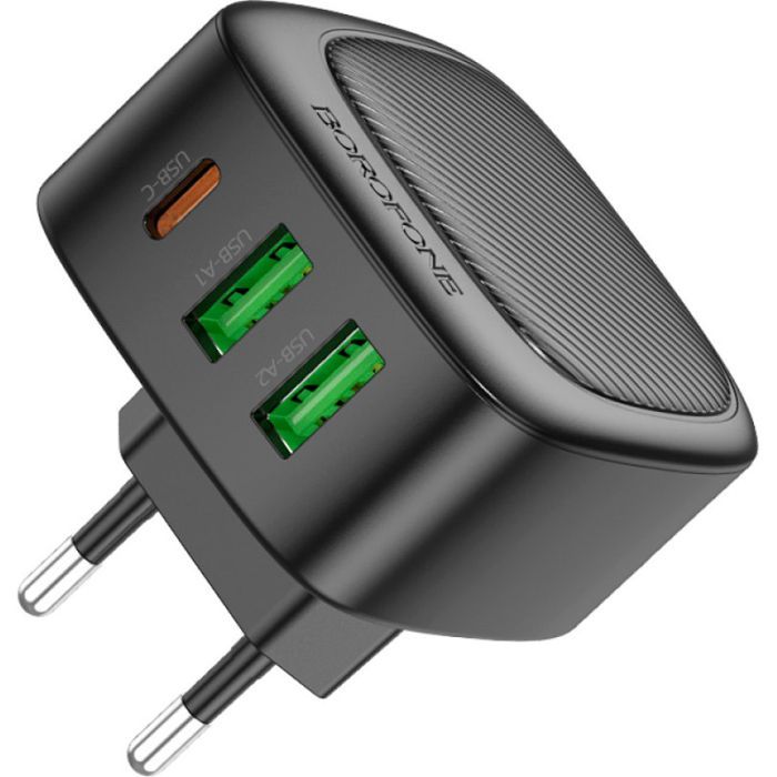 Зарядний пристрій BOROFONE BAS23A Lucky 1xUSB-C + 2xUSB PD30W Black (6941991109386) зображення 3