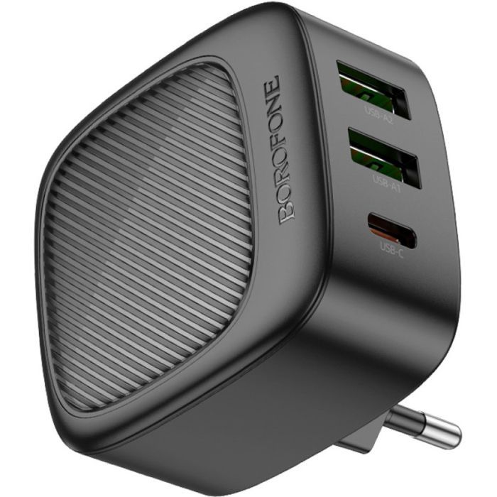 Зарядний пристрій BOROFONE BAS23A Lucky 1xUSB-C + 2xUSB PD30W Black (6941991109386) зображення 4