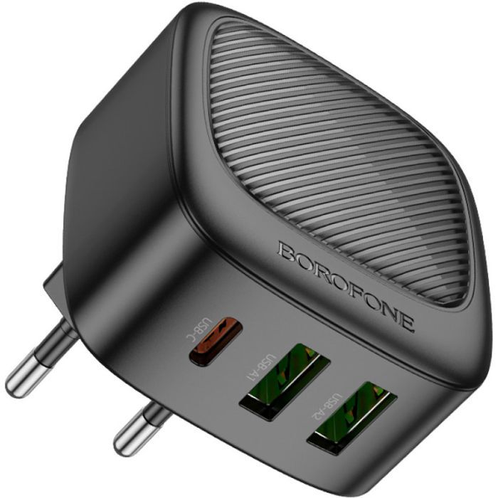 Зарядний пристрій BOROFONE BAS23A Lucky 1xUSB-C + 2xUSB PD30W Black (6941991109386) зображення 5