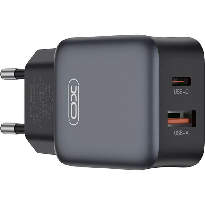 Зарядное устройство XO L156 USB-C PD30W + USB-A QC3.0 Black (L156.black)