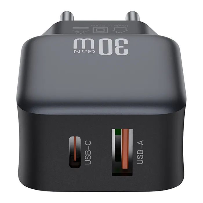 Зарядное устройство XO L156 USB-C PD30W + USB-A QC3.0 Black (L156.black) изображение 3