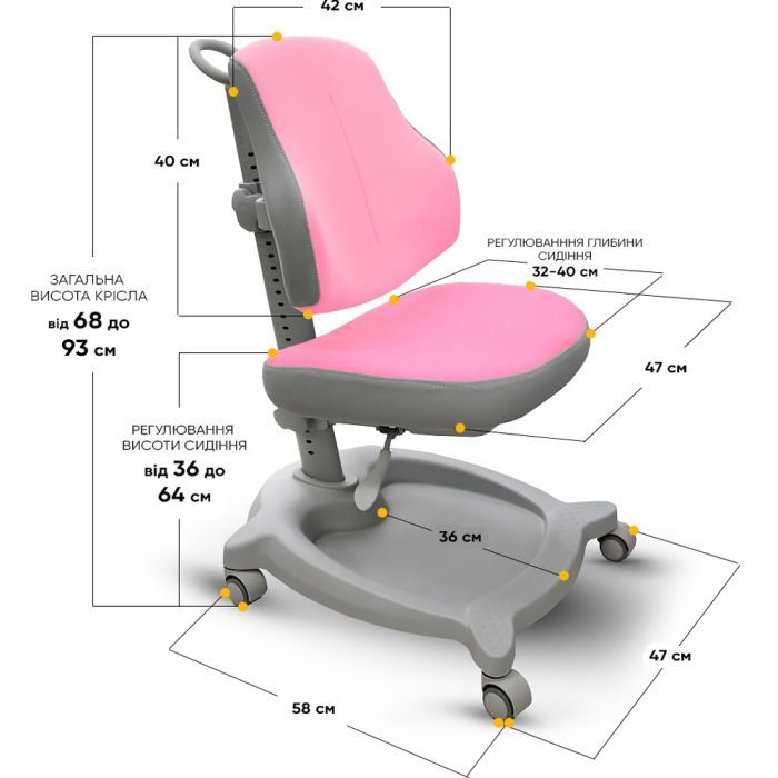 Детское кресло ErgoKids GT Y-402 ortopedic pink (Y-402 KP) изображение 3