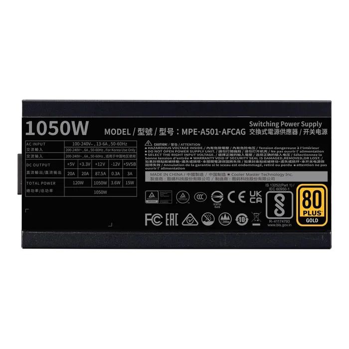 Блок питания CoolerMaster 1050W (MPE-A501-AFCAG-3EEU) изображение 10