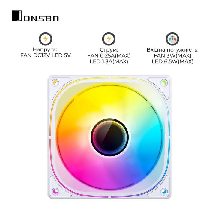 Кулер для корпуса JONSBO FR-505W ARGB White изображение 4
