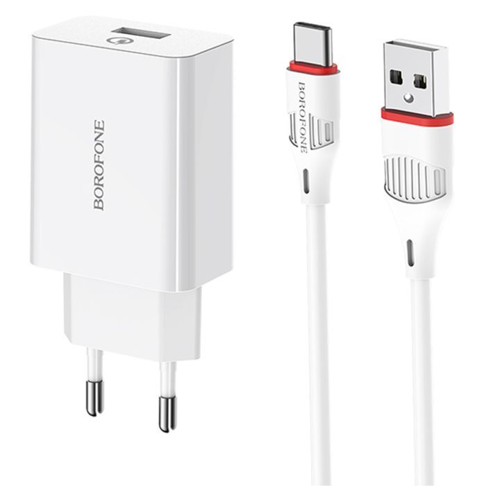 Зарядное устройство BOROFONE BA21A USB + cable USB to USB-C 15W White (BA21A/TCW)