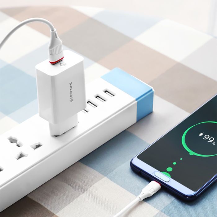 Зарядное устройство BOROFONE BA21A USB + cable USB to USB-C 15W White (BA21A/TCW) изображение 7