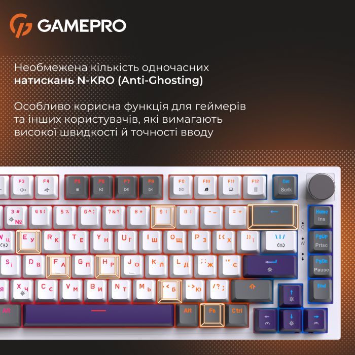 Клавиатура GamePro Genesis Warden MK160P Outemu Swithes USB White-Grey (MK160P) изображение 9