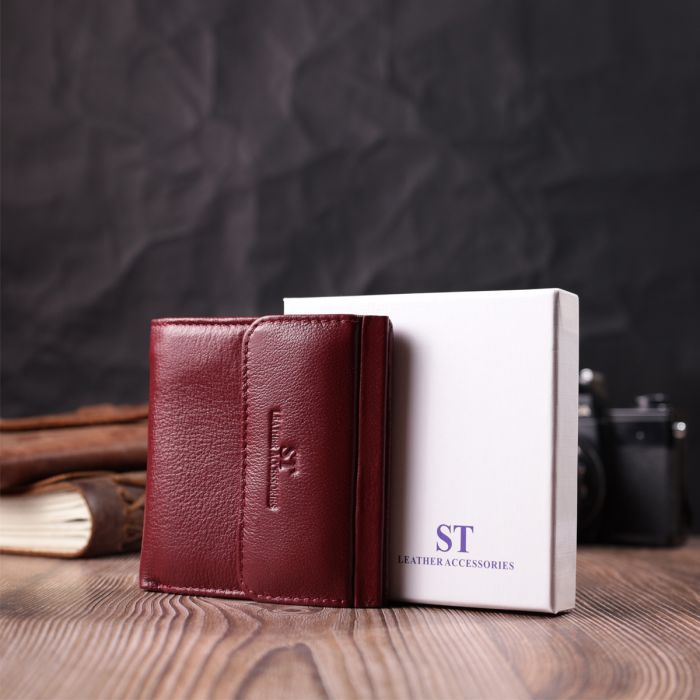 Гаманець ST Leather З натуральної шкіри Бордовий (22544) зображення 10