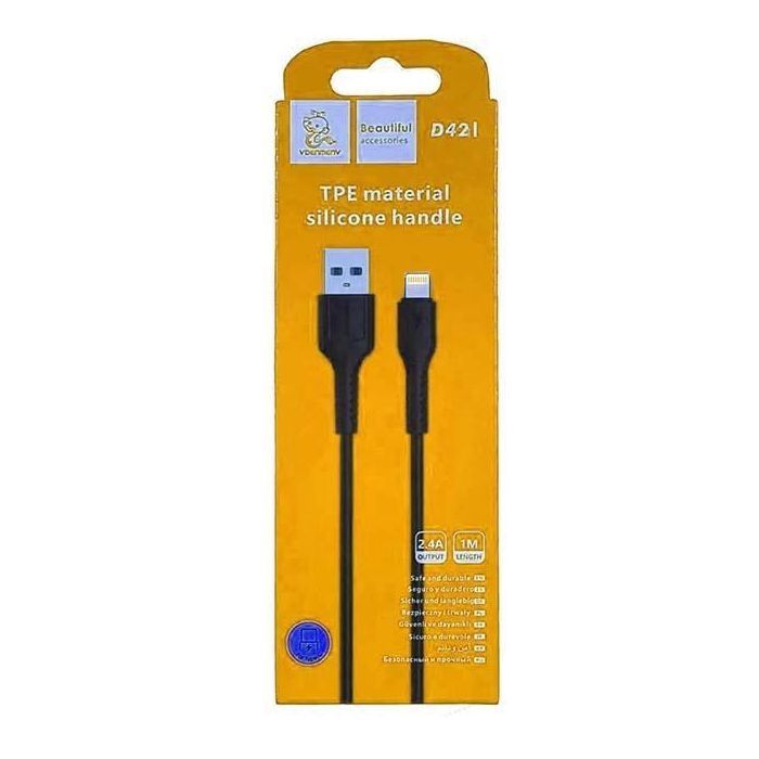 Дата кабель USB 2.0 AM to Lightning 1.0m 2.4A silicone white Denmen (DM-D42L-WH) изображение 3