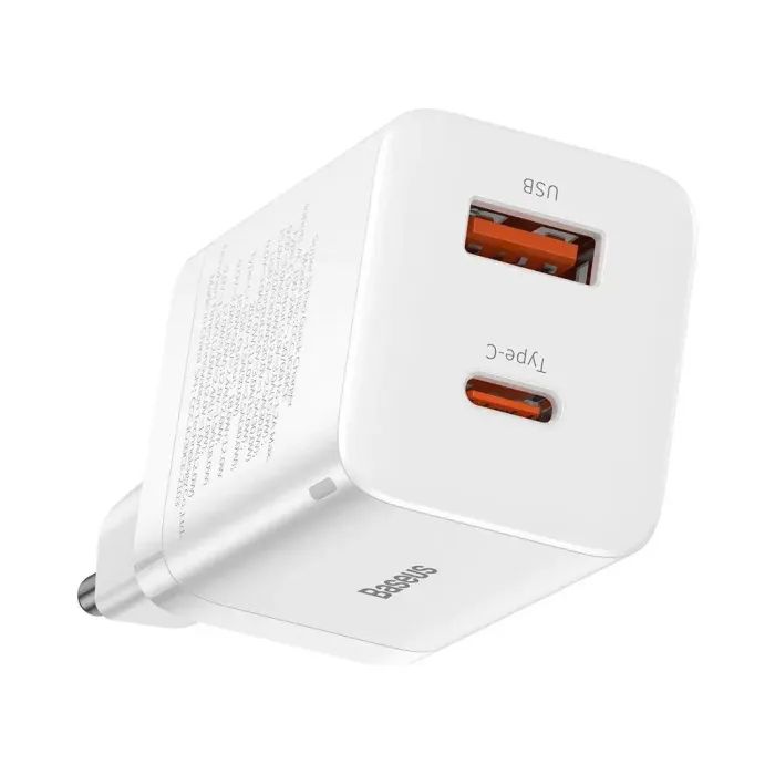 Зарядное устройство Baseus 1xUSB-C 30W + 1xUSB white (CCSUPP-E02) изображение 4