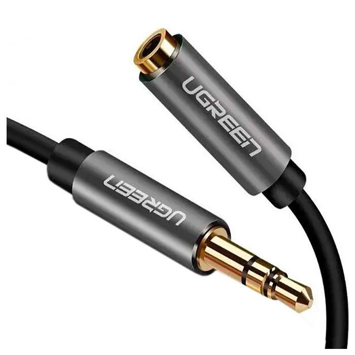 Кабель мультимедійний 3.5mm M to 3.5mm F 1.5m AV118 gray Ugreen (10593) зображення 2 Кабель мультимедійний 3.5mm M to 3.5mm F 1.5m AV118 gray Ugreen (10593) зображення 2