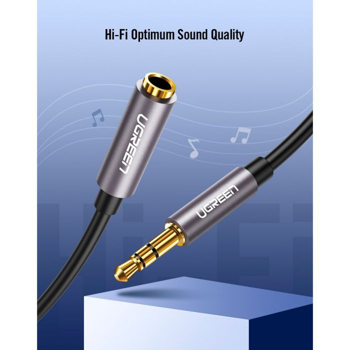 Кабель мультимедійний 3.5mm M to 3.5mm F 1.5m AV118 gray Ugreen (10593) зображення 7 Кабель мультимедійний 3.5mm M to 3.5mm F 1.5m AV118 gray Ugreen (10593) зображення 7