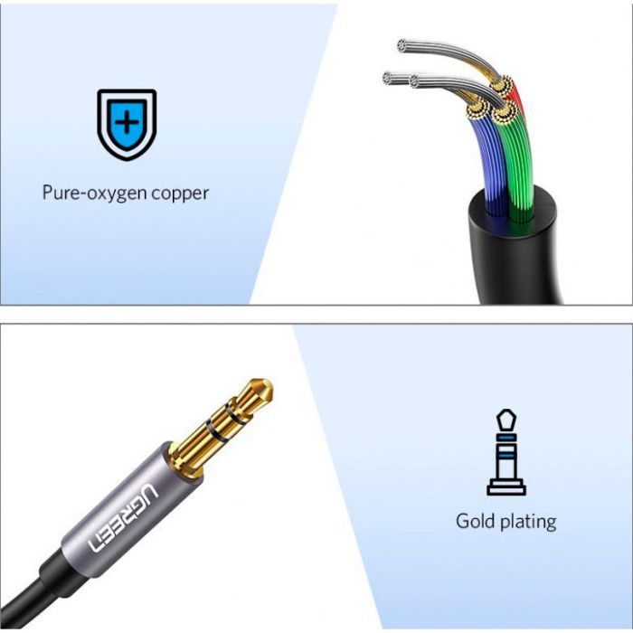 Кабель мультимедійний 3.5mm M to 3.5mm F 1.5m AV118 gray Ugreen (10593) зображення 8 Кабель мультимедійний 3.5mm M to 3.5mm F 1.5m AV118 gray Ugreen (10593) зображення 8