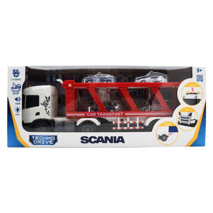 Спецтехника TechnoDrive серии Large Truck – Автоперевозчик Scania (4 машины, свет, звук) (6414KS) изображение 2
