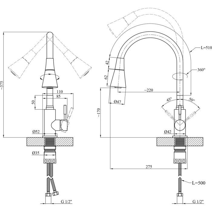 Змішувач Kroner Klassisch-ESG031GRA (CV035372) зображення 8