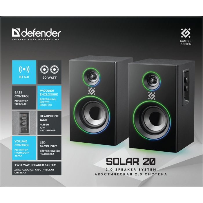 Акустична система Defender Solar 20 Bluetooth Black (65721) зображення 12 Акустична система Defender Solar 20 Bluetooth Black (65721) зображення 12