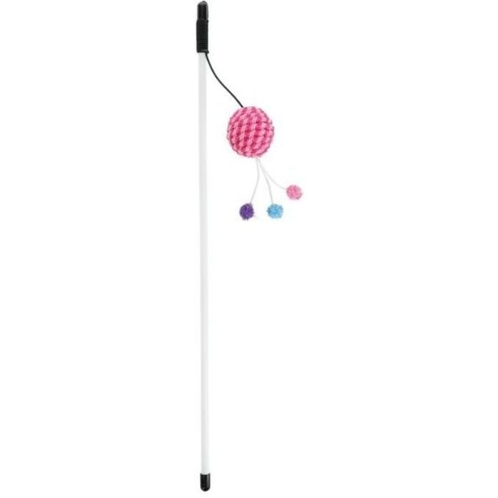Іграшка для котів Hippie Pet Вудка з м'ячиками рожева 46 см (HIPCW16022RO)